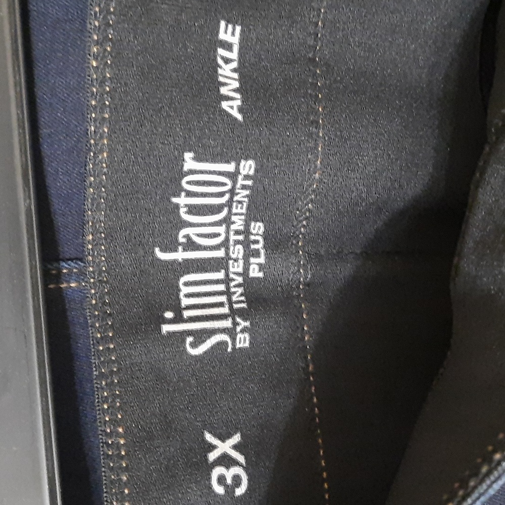 NWT SLIM FACTOR BY INVESTMENTS MIDNIGHT WASH ANKLE DENIM JEANS SZ 3X - Picture 7 of 15